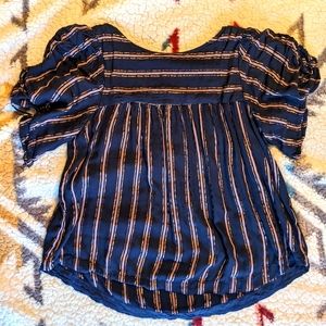 Anthropologie * Size Small * Blue and Rose Gold Sleep Shirt